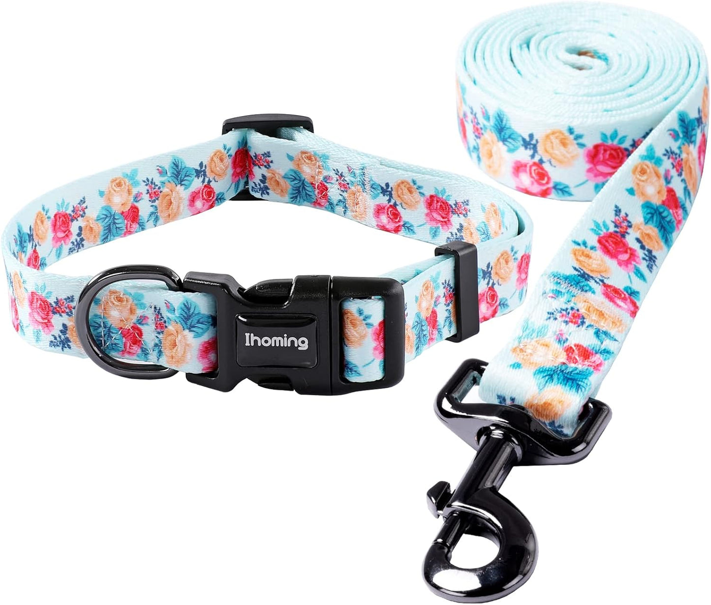 Dog Collar & Leash Set: Multi-Patterned