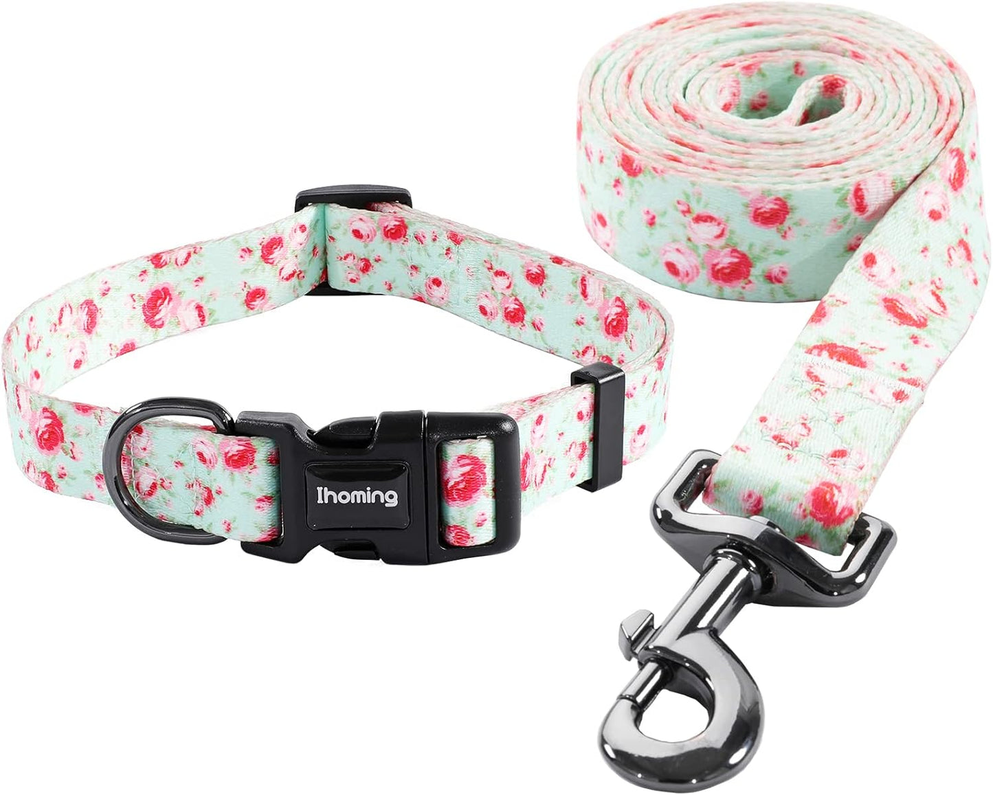 Dog Collar & Leash Set: Multi-Patterned