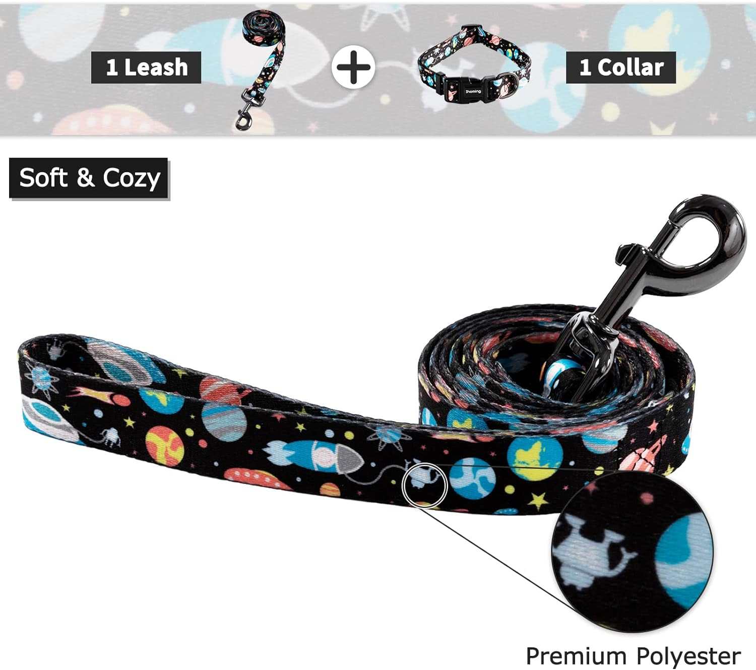 Dog Collar & Leash Set: Multi-Patterned