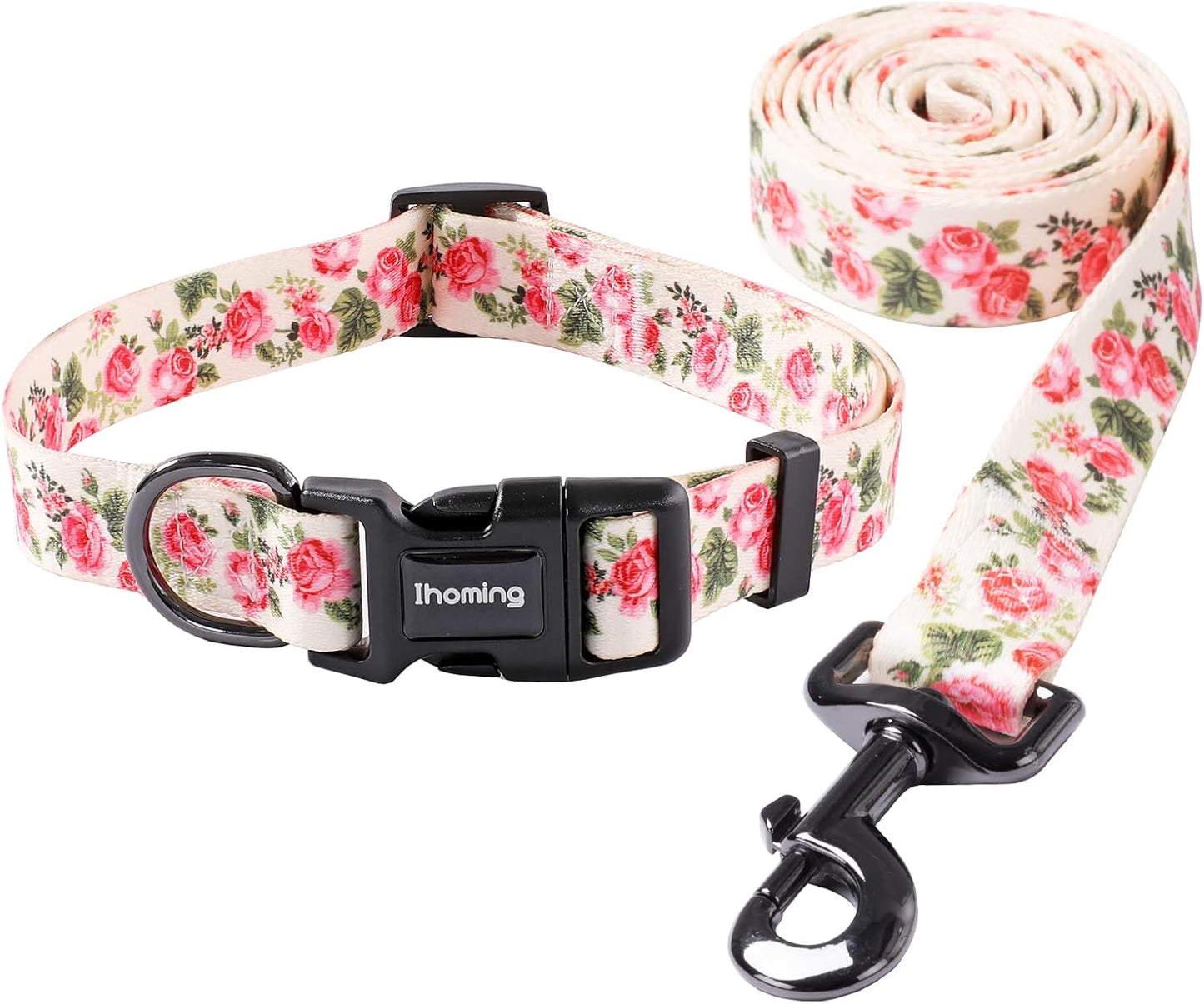 Dog Collar & Leash Set: Multi-Patterned