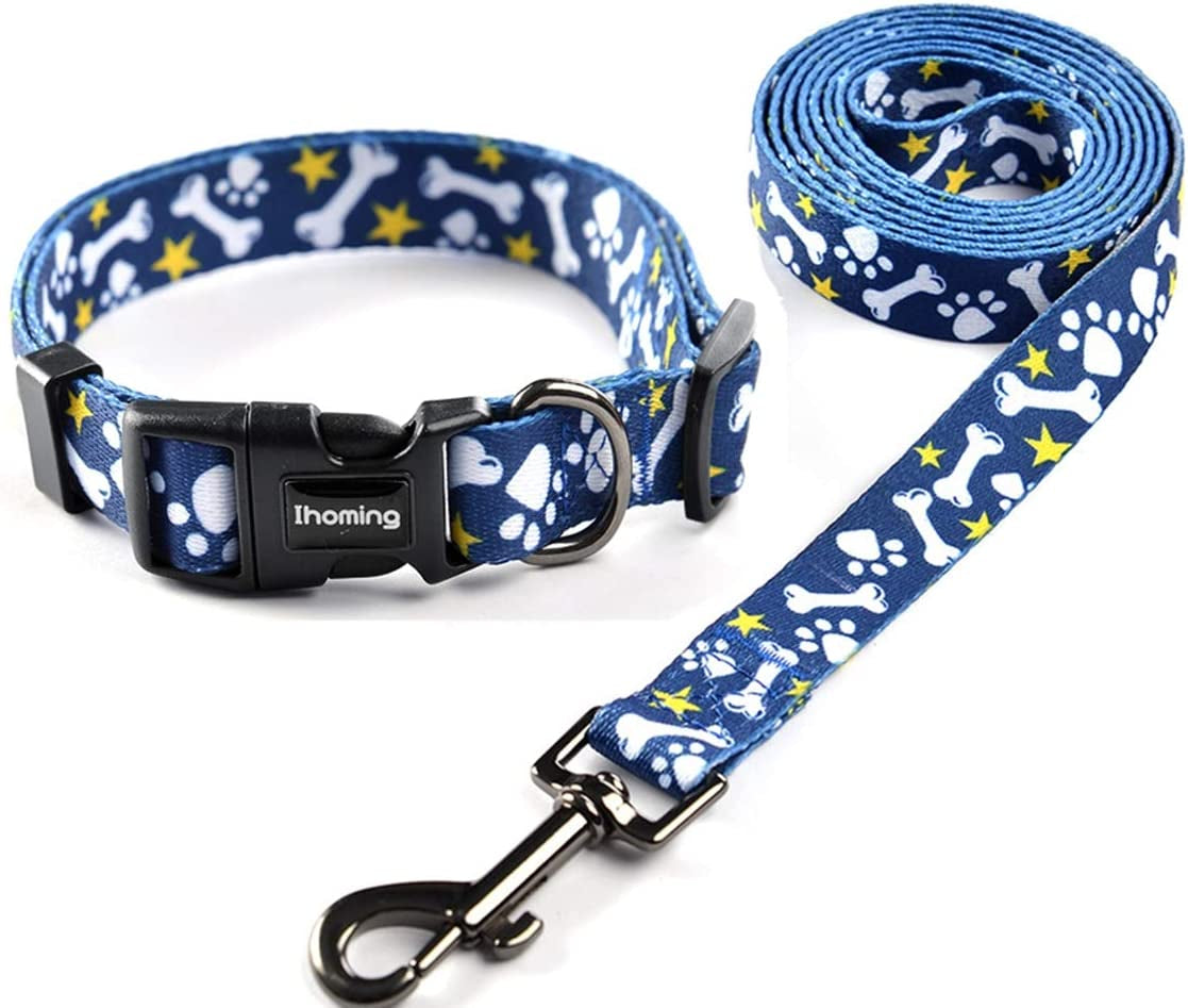 Dog Collar & Leash Set: Multi-Patterned