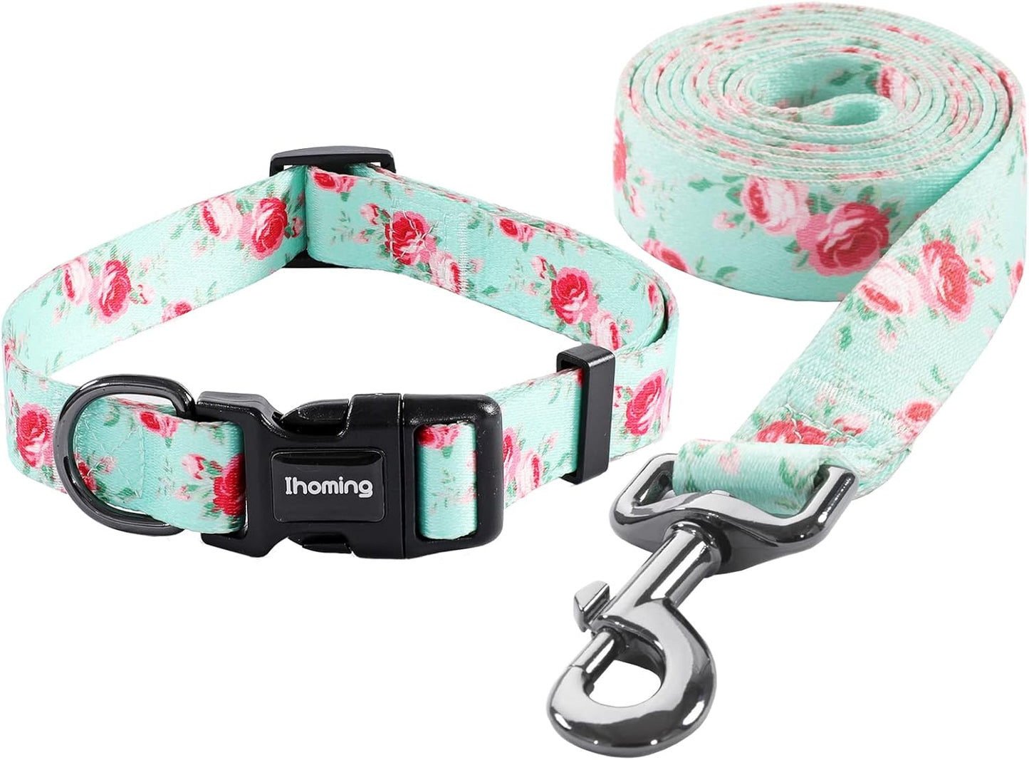 Dog Collar & Leash Set: Multi-Patterned