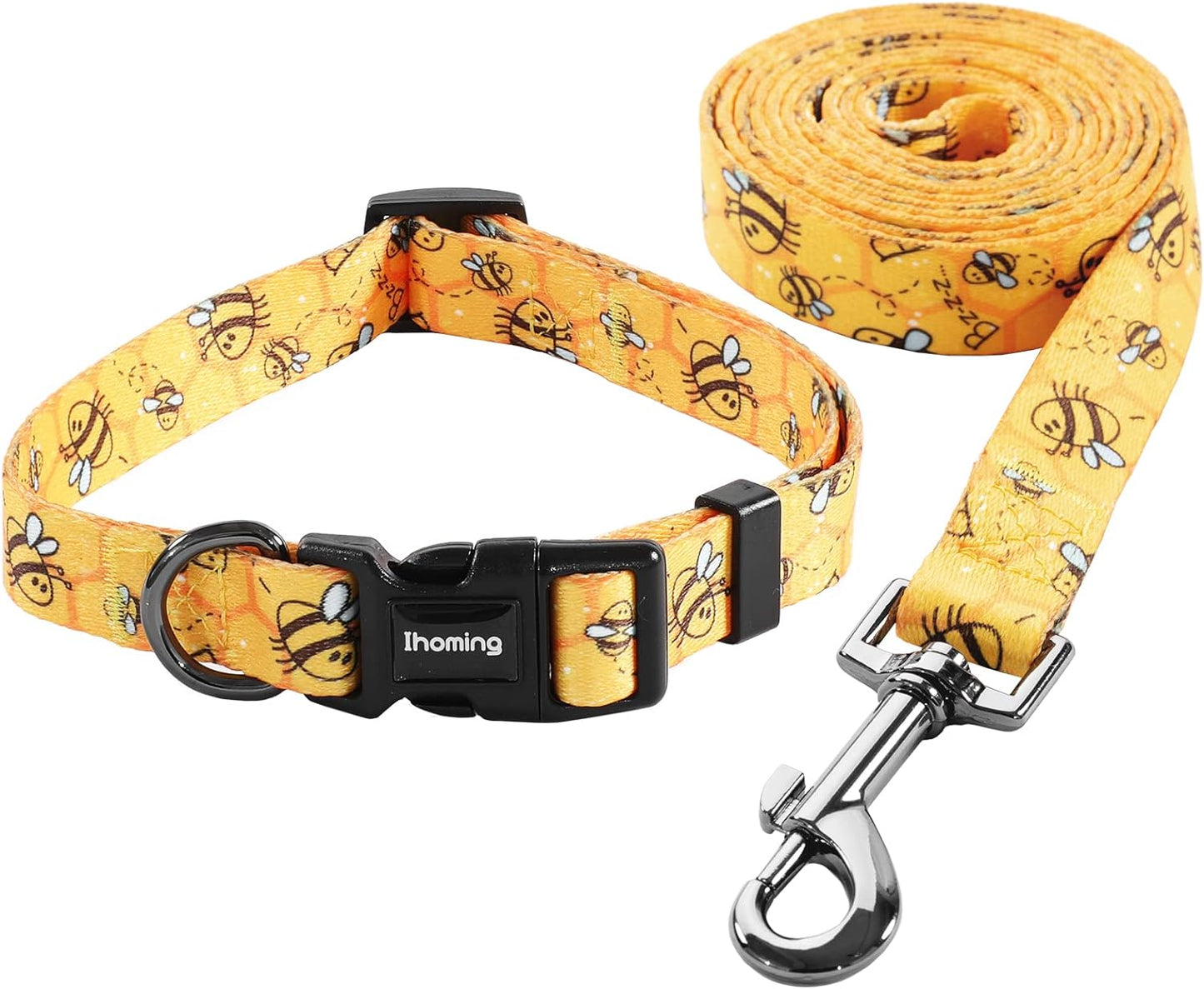 Dog Collar & Leash Set: Multi-Patterned