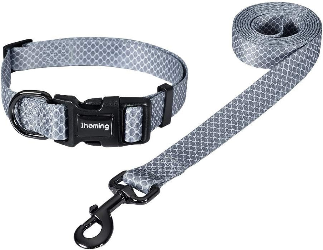 Dog Collar & Leash Set: Multi-Patterned