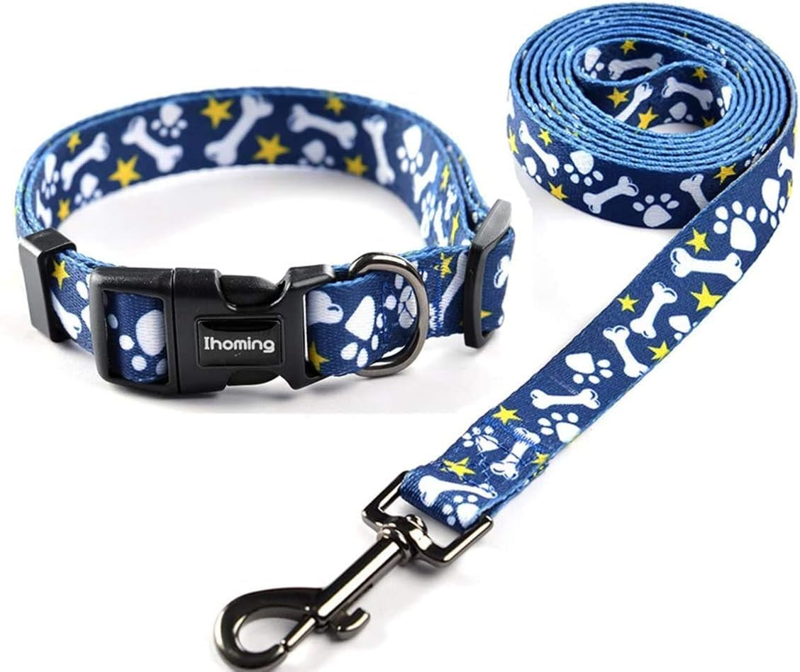 Dog Collar & Leash Set: Multi-Patterned