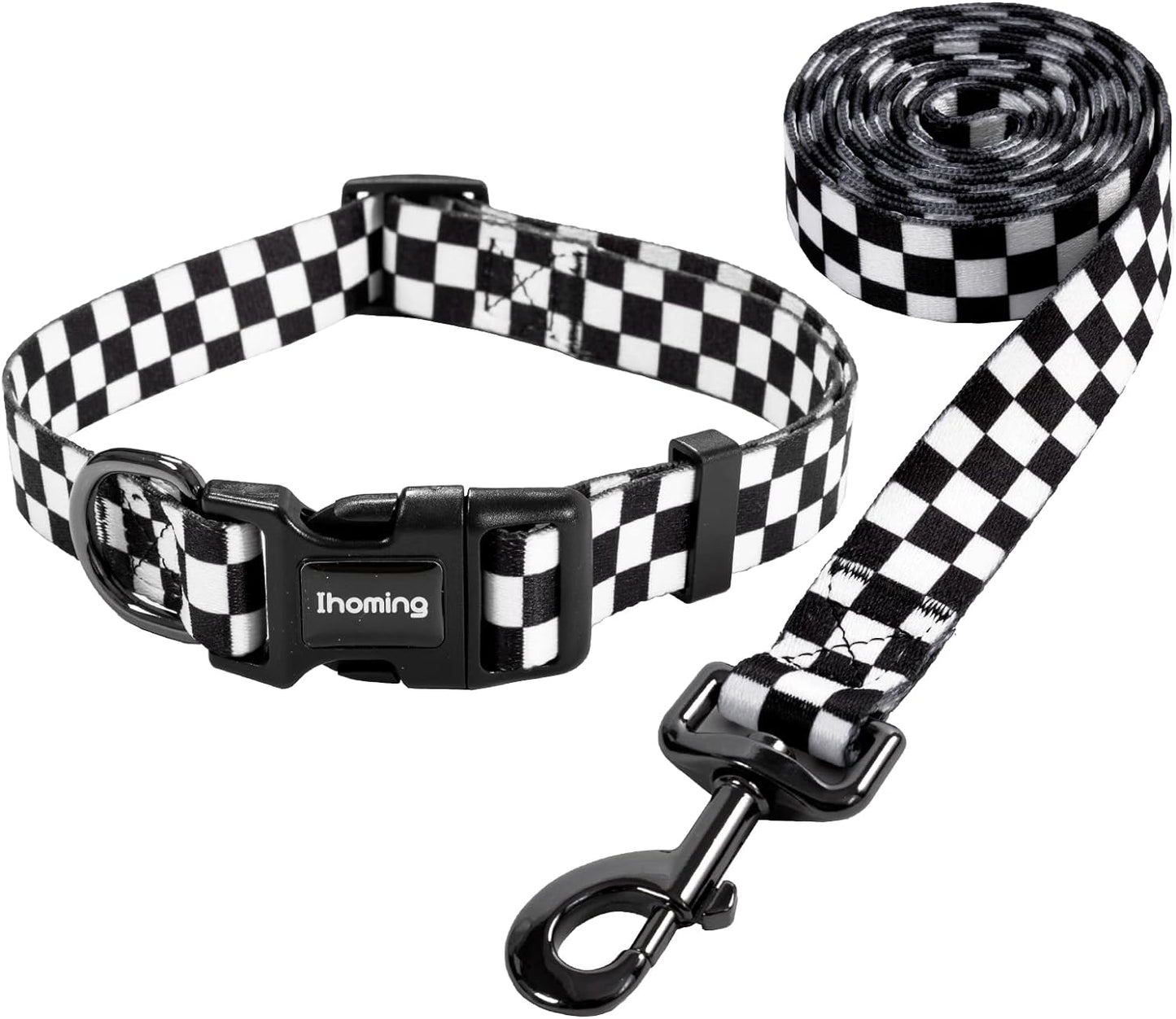 Dog Collar & Leash Set: Multi-Patterned